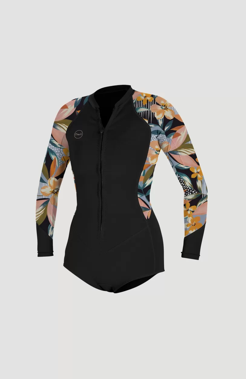 Sale O’Neill Bahia 2/1mm Front Zip Long Sleeve Spring Wetsuit | BLK/DEMIFLOR/DEMIFLOR