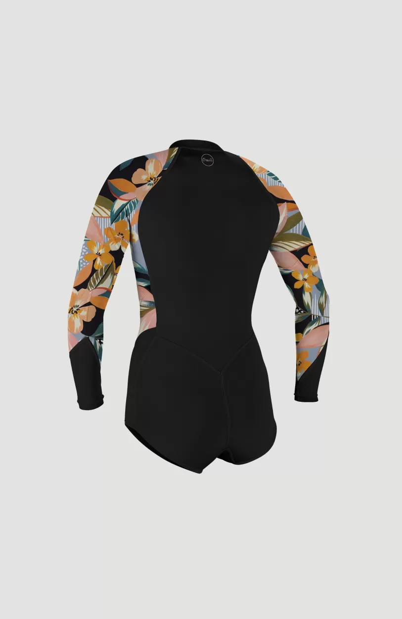 Sale O’Neill Bahia 2/1mm Front Zip Long Sleeve Spring Wetsuit | BLK/DEMIFLOR/DEMIFLOR