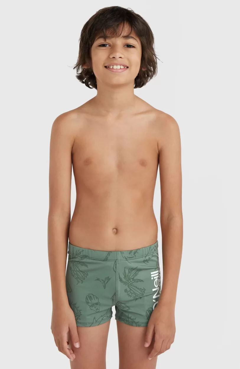 Best Sale O’Neill Mix And Match Crazy 8" Zwemboxer | Green Vintage Surfer