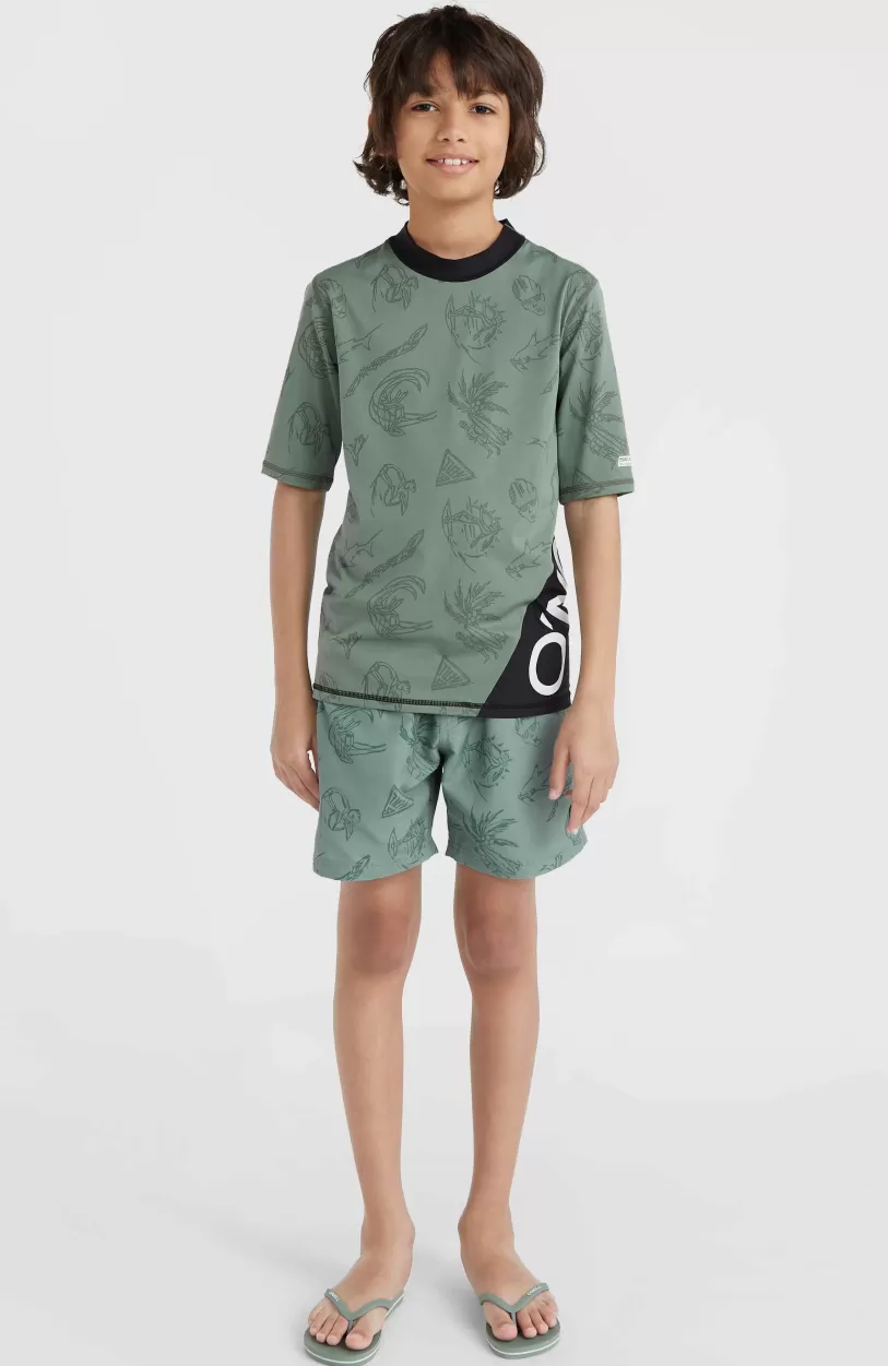 Clearance O’Neill Mix And Match Crazy Shirt Met Korte Mouwen | Green Vintage Surfer