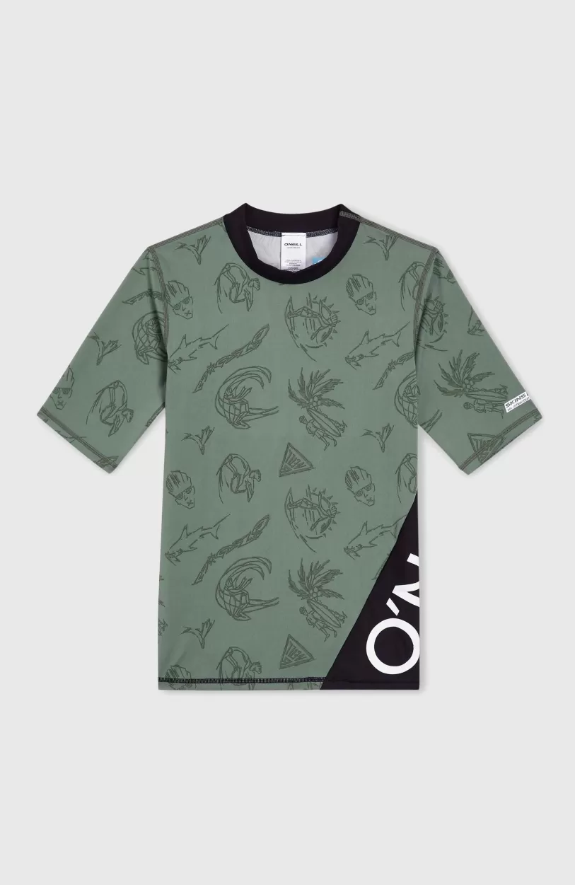 Clearance O’Neill Mix And Match Crazy Shirt Met Korte Mouwen | Green Vintage Surfer