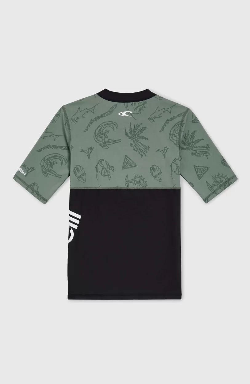 Clearance O’Neill Mix And Match Crazy Shirt Met Korte Mouwen | Green Vintage Surfer