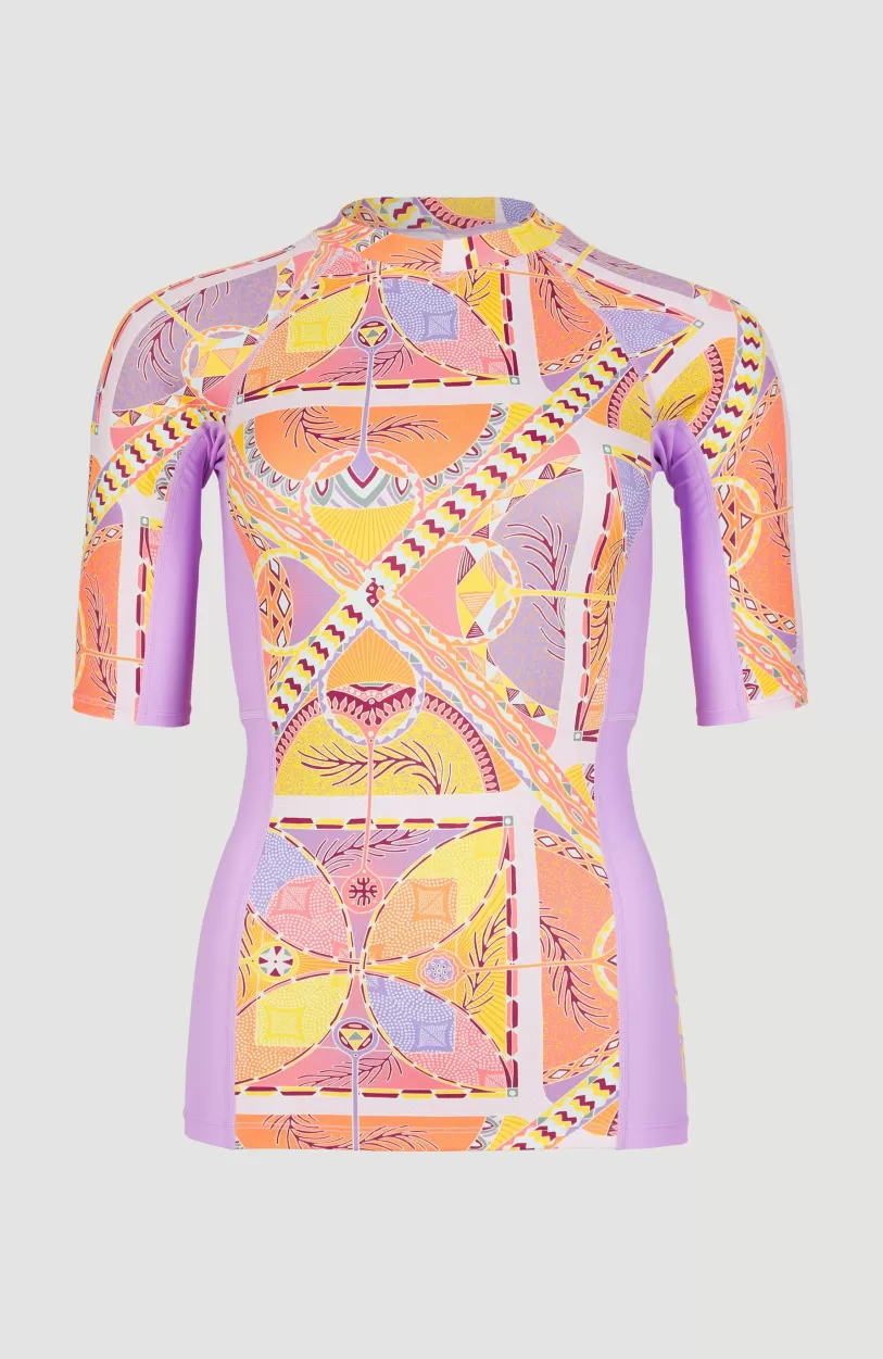 Hot O’Neill Shirt Anglet Met Korte Mouwen En Beschermingsfactor UPF 50+ | Yellow Scarf Print