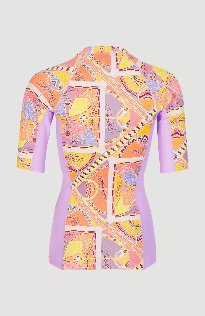 Hot O’Neill Shirt Anglet Met Korte Mouwen En Beschermingsfactor UPF 50+ | Yellow Scarf Print