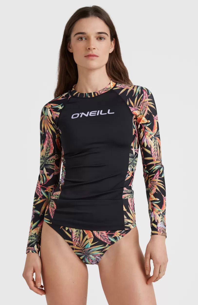 Cheap O’Neill Shirt Anglet Met Lange Mouwen En Beschermingsfactor UPF 50+ | Black Tropical Flower