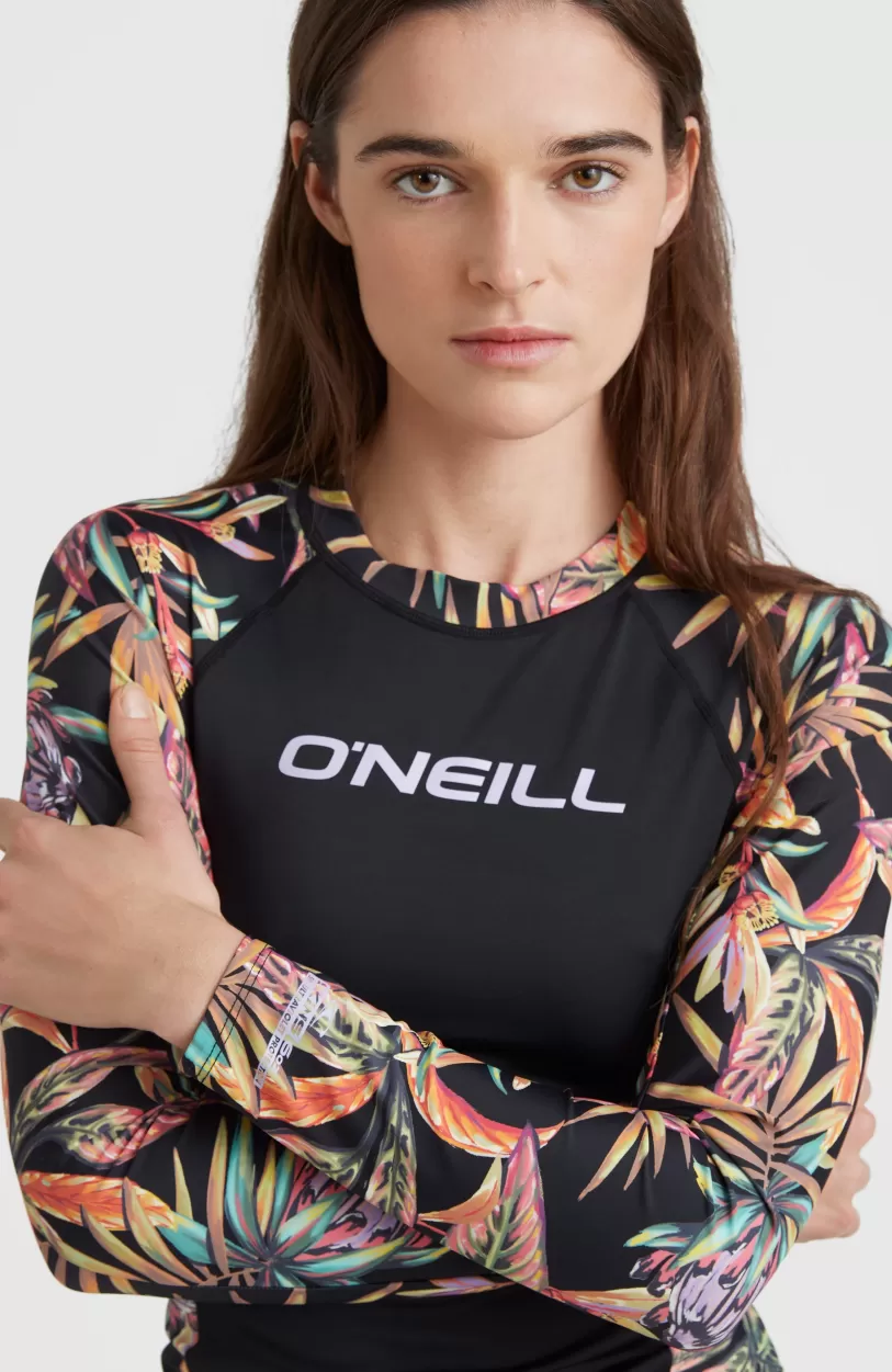 Cheap O’Neill Shirt Anglet Met Lange Mouwen En Beschermingsfactor UPF 50+ | Black Tropical Flower