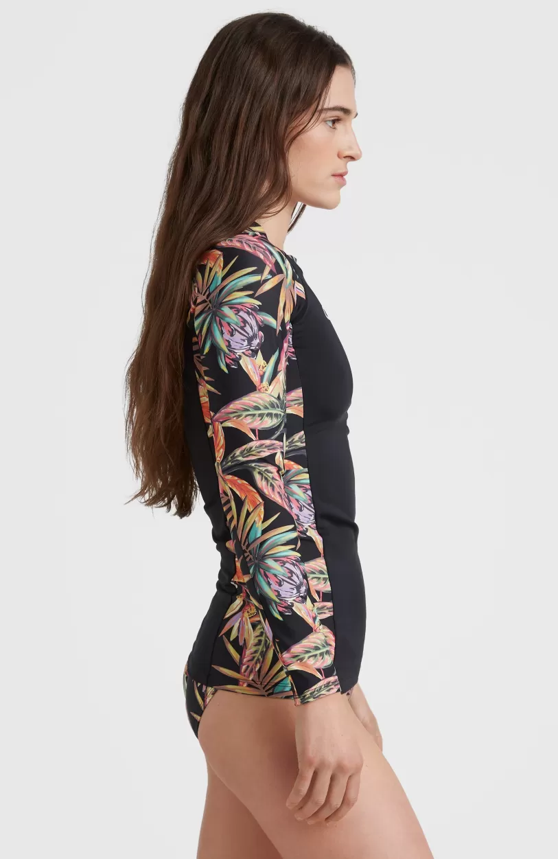 Cheap O’Neill Shirt Anglet Met Lange Mouwen En Beschermingsfactor UPF 50+ | Black Tropical Flower