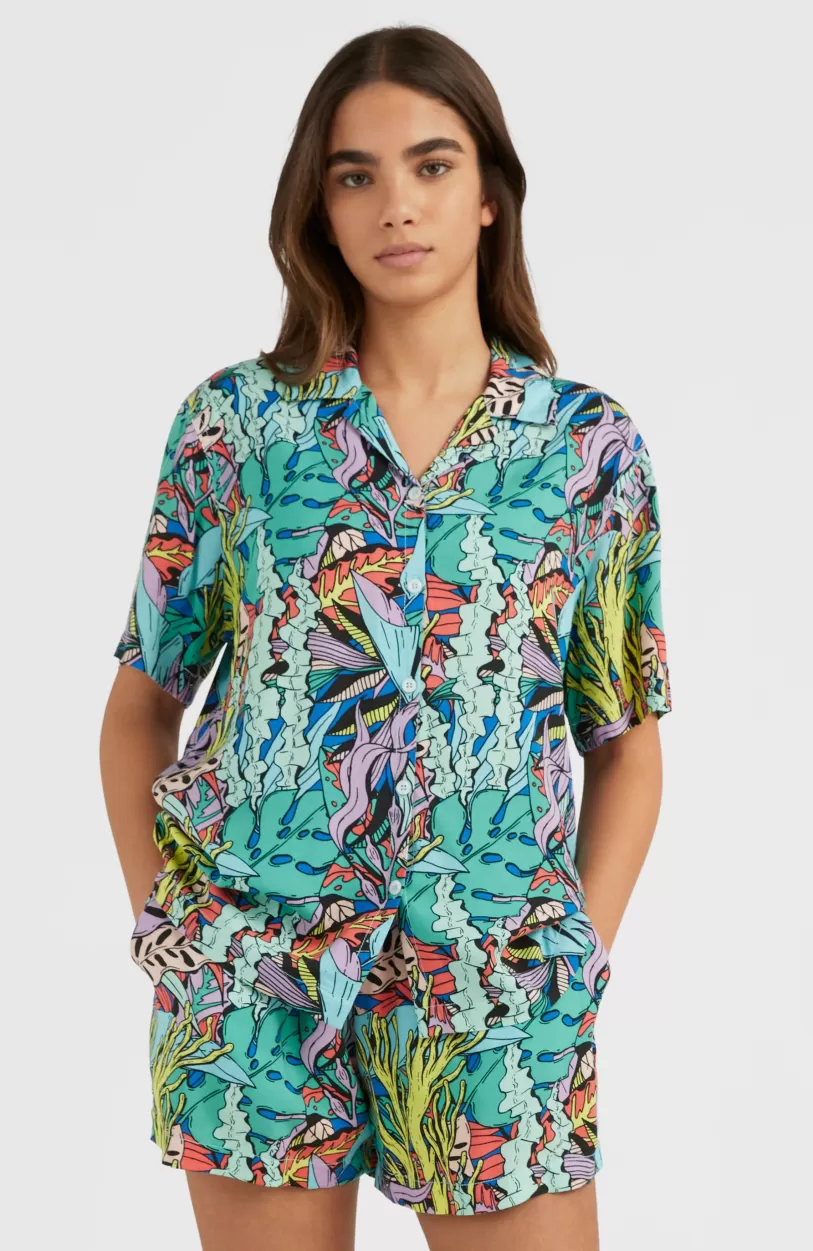 Fashion O’Neill Short Java Wave Met Hoge Taille | Blue Comic Seaweed