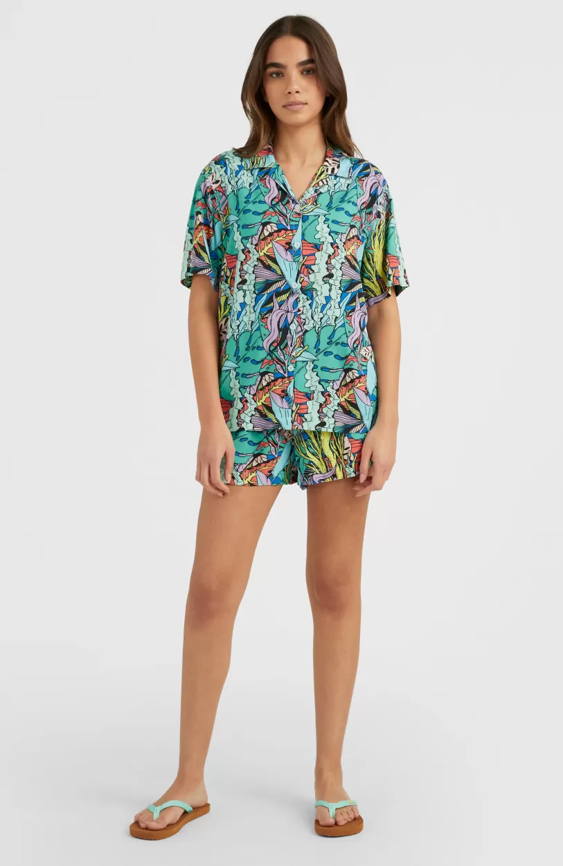 Fashion O’Neill Short Java Wave Met Hoge Taille | Blue Comic Seaweed