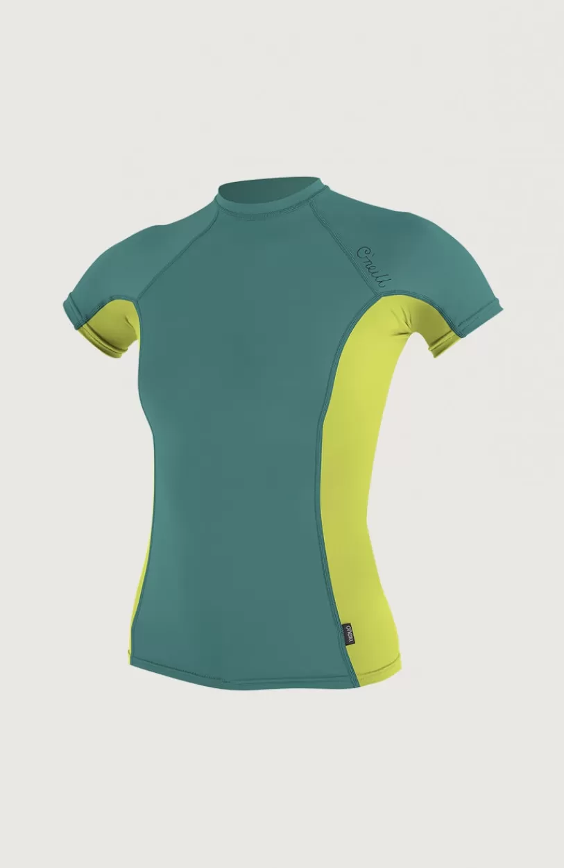 Best O’Neill Skins Side Print Short Sleeve Rash Guard Womens | Light Green
